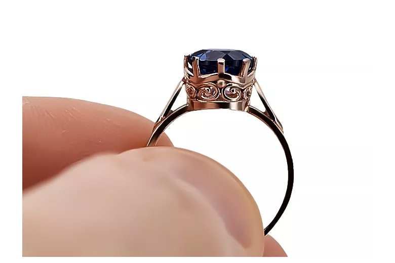 Кольцо Сапфир Стерлинговое серебро с покрытием из розового золота Винтаж изделия vrc366rp